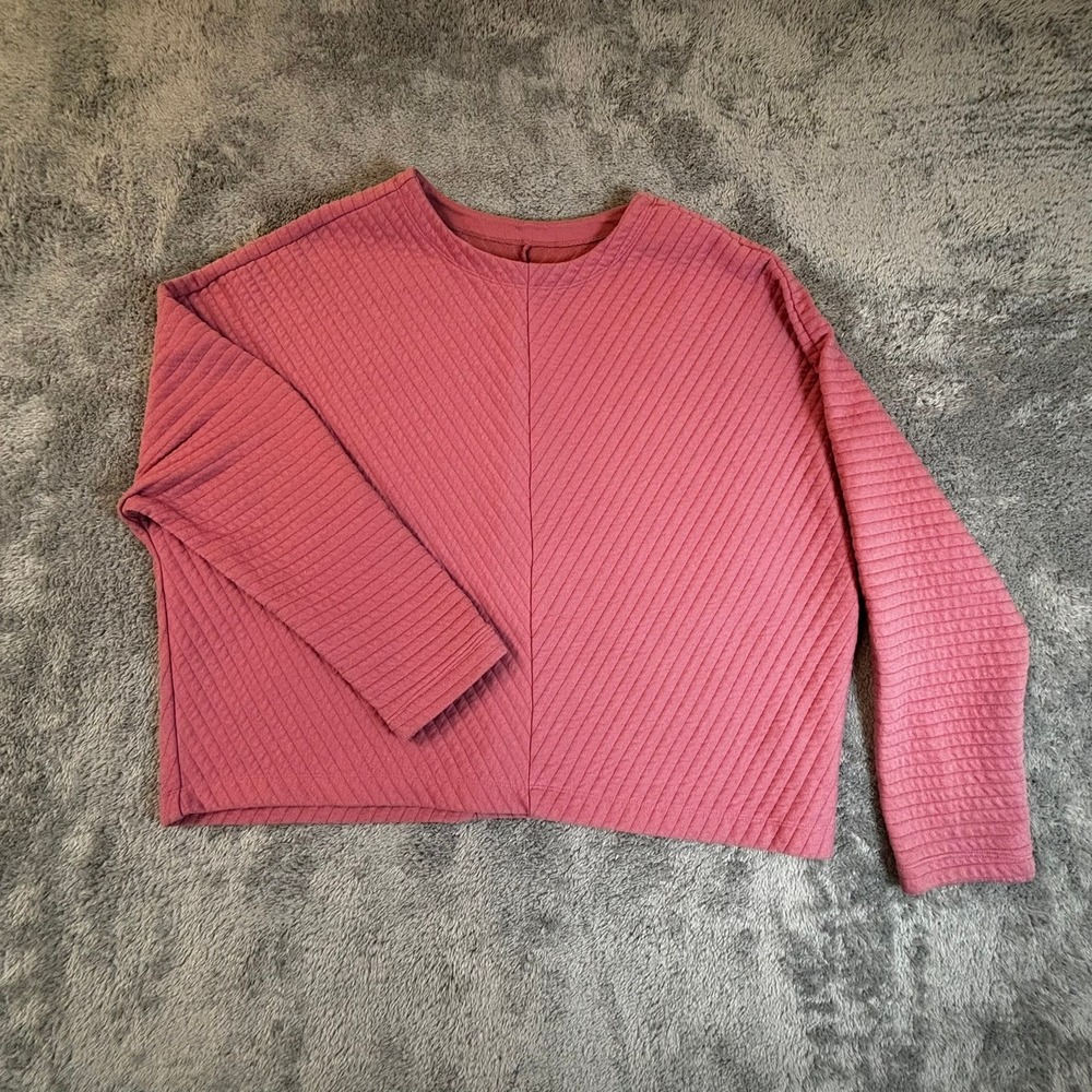 A New Day Quilted Boxy Pullover Sweatshirt Berry Pink XL